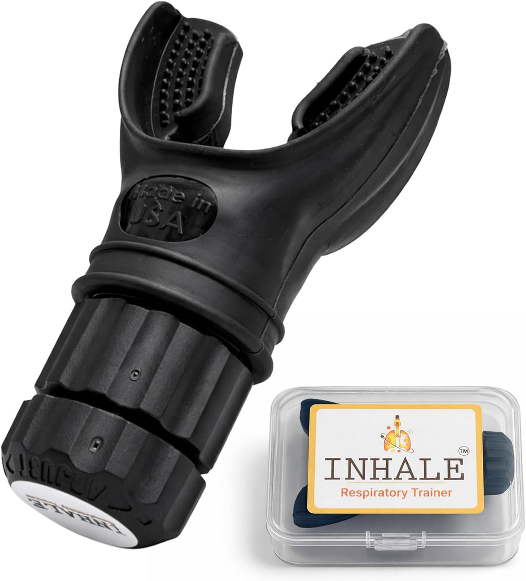 Respiratory Trainer | Lung Strengthening Breathing Exercise Device | Made in USA | Adjustable Bi-Directional Resistance | Medical Grade Silicone Mouthpiece | Carrying Case Included